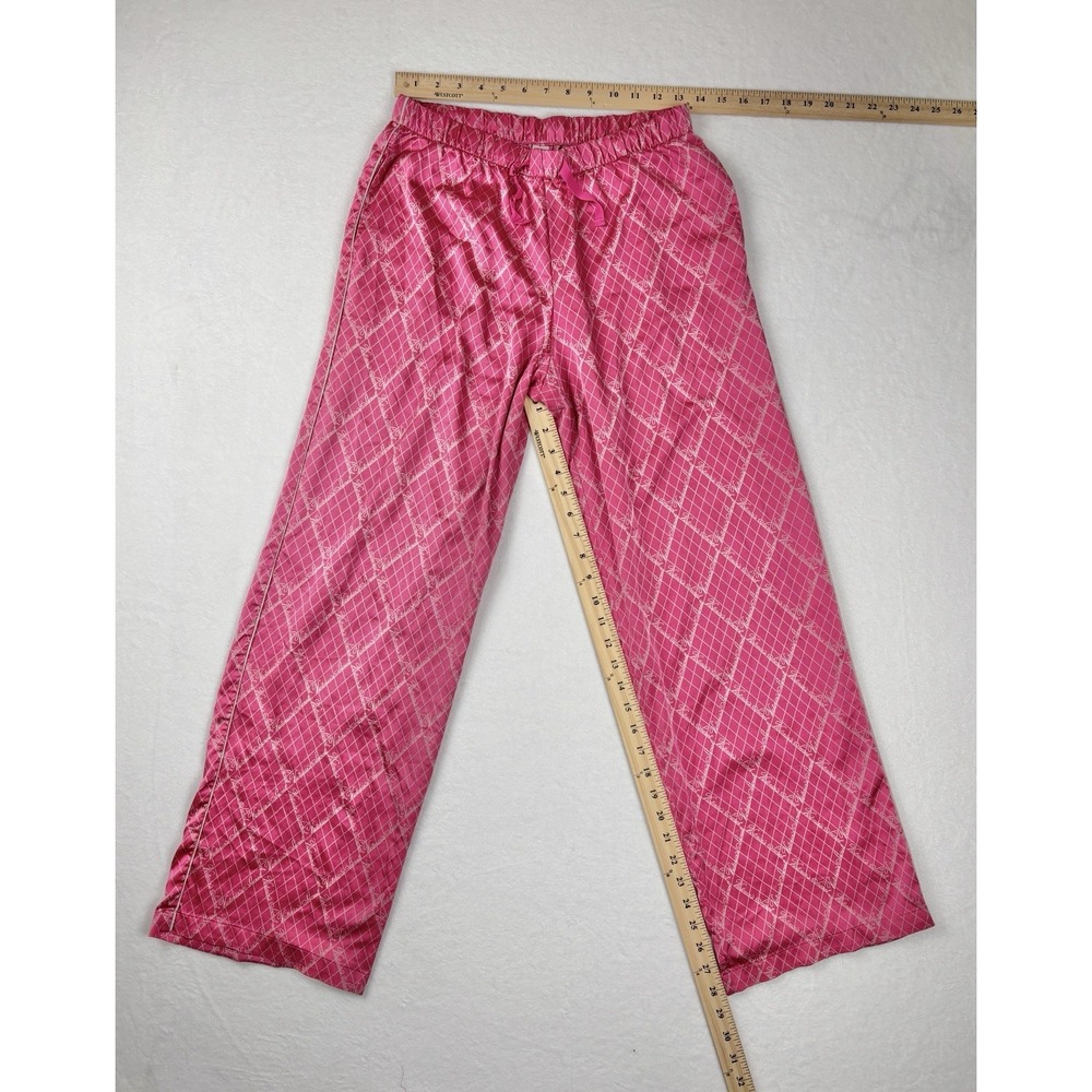 Victoria's Secret Women's Small Satin Pajama Pants Pink Check Script Logo - Picture 7 of 9